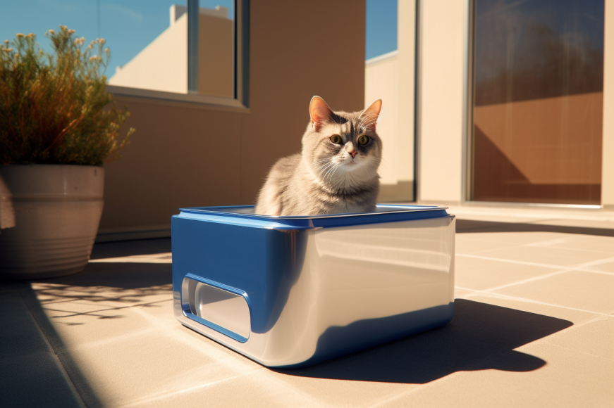 cat sitting in a cat litter box